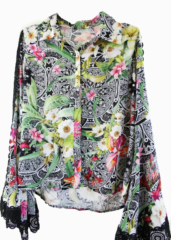Floral Stamp Long Sleeve Top