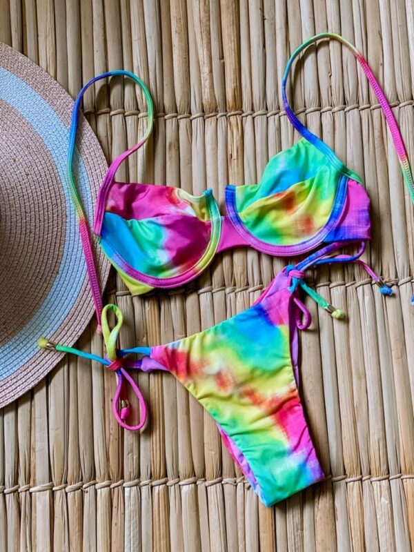 SCRUNCH BIKINI RETRO TIE DYE SET TOP / BOTTOM TIE SIDE