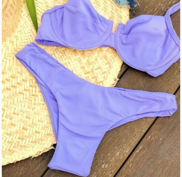 Scrunch Bikini Retro Lilac Set Top / Bottom