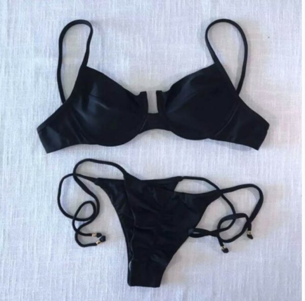 SCRUNCH BIKINI RETRO BLACK SET TOP / BOTTOM TIE SIDE