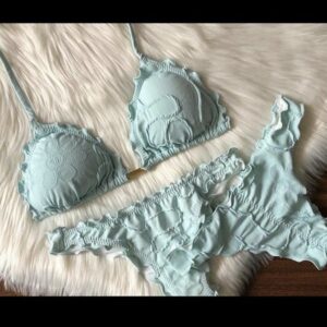 Scrunch Bikini Light Green Set Top / Bottom