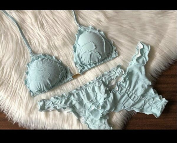 Scrunch Bikini Light Green Set Top / Bottom