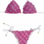 Scrunch Bikini Pink/White Stripes set Top / Bottom Tie Side