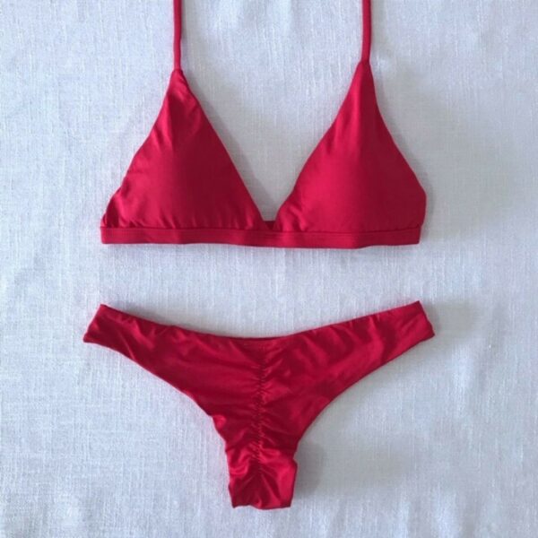 SCRUNCH BIKINI TRIANGLE RED SET TOP / BOTTOM