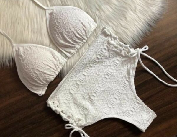 High Waisted White Bikini Set Top / Bottom