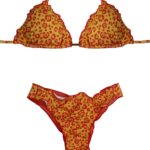 SCRUNCH BIKINI YELLOW ANIMAL PRINT STAMP SET TOP / BOTTOM