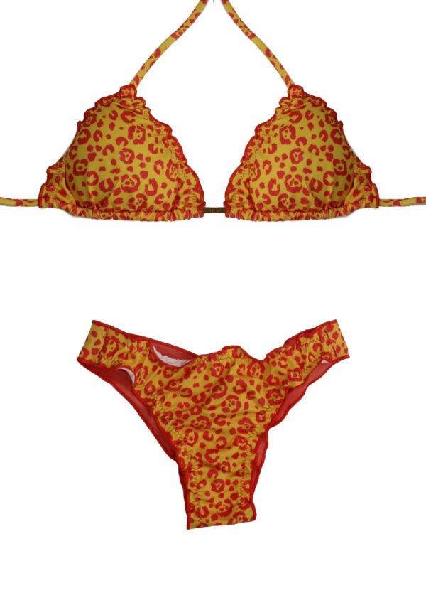 SCRUNCH BIKINI YELLOW ANIMAL PRINT STAMP SET TOP / BOTTOM