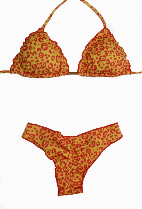 SCRUNCH BIKINI YELLOW ANIMAL PRINT STAMP SET TOP / BOTTOM