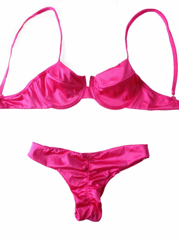 SCRUNCH BIKINI RETRO SHINE PINK SET TOP / BOTTOM