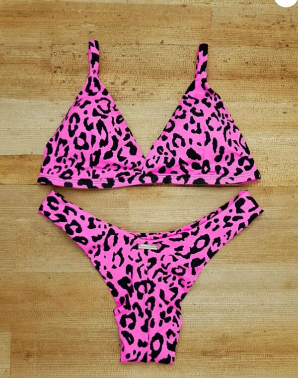 BIKINI TRIANGLE PINK ANIMAL PRINT SET TOP / BOTTOM HIGH