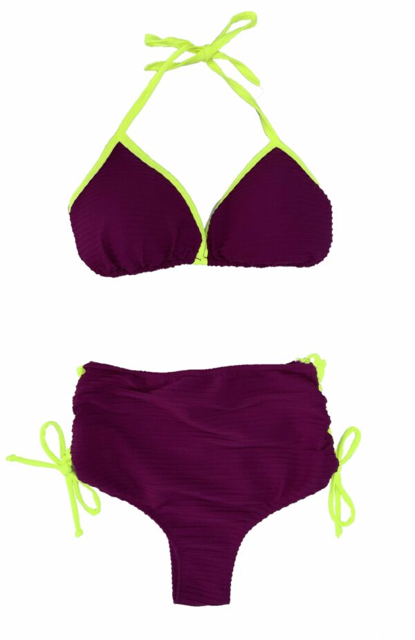 HIGH WAIST GRAPE/FLUOR BIKINI SET TOP / BOTTOM