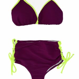 HIGH WAIST GRAPE/FLUOR BIKINI SET TOP / BOTTOM