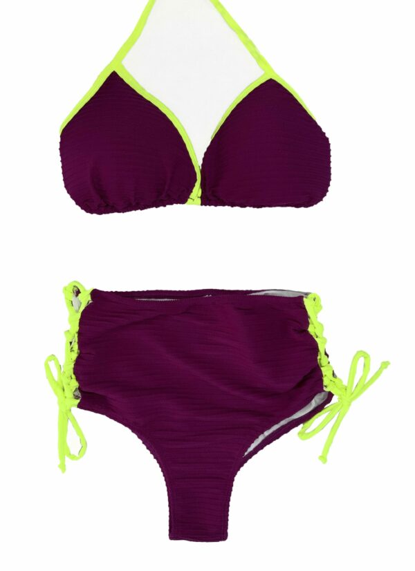 HIGH WAIST GRAPE/FLUOR BIKINI SET TOP / BOTTOM