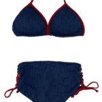 HIGH WAIST NAVY/RED BIKINI SET TOP / BOTTOM