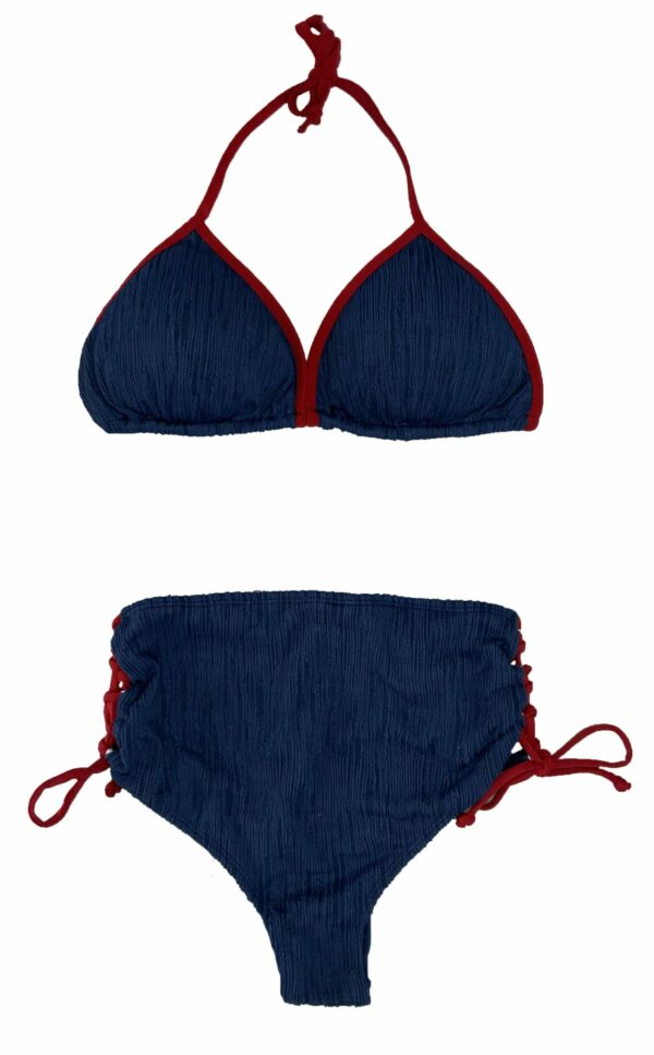 HIGH WAIST NAVY/RED BIKINI SET TOP / BOTTOM