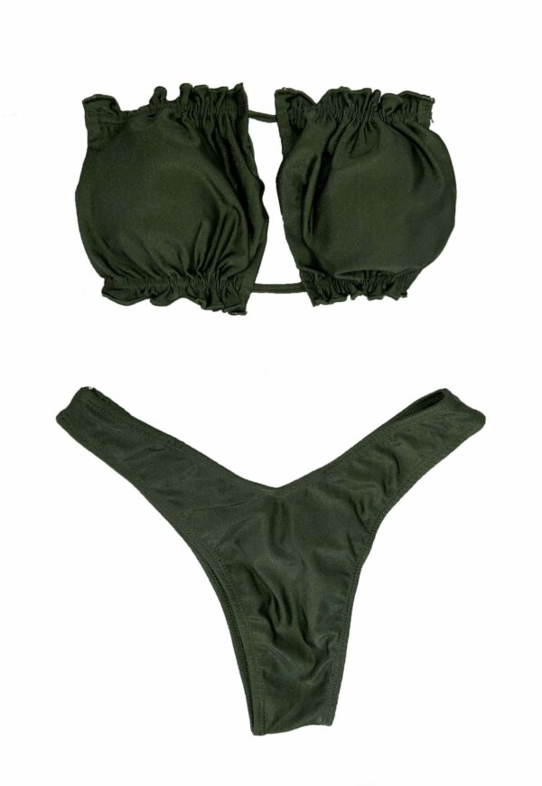 RUCHED BUST GREEN BIKINI SET TOP / BOTTOM HIGH