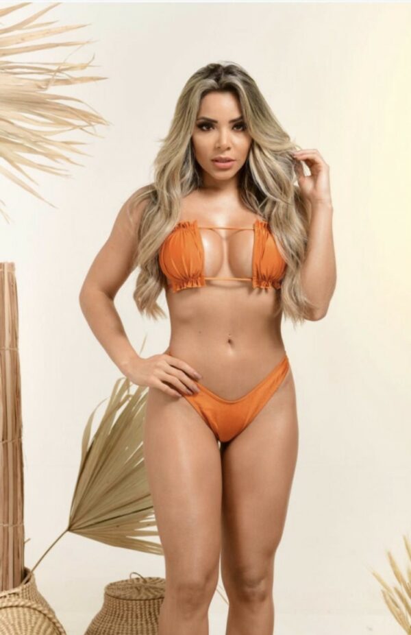 RUCHED BUST ORANGE BIKINI SET TOP / BOTTOM HIGH