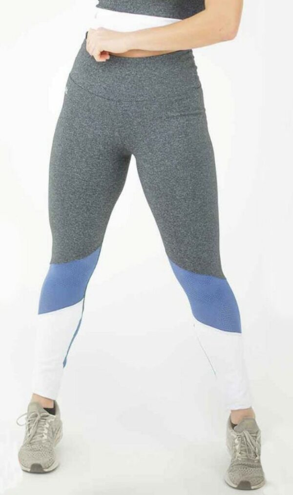 Grey / blue / White HIGH WAIST FULL LENGTH LEGGINGS