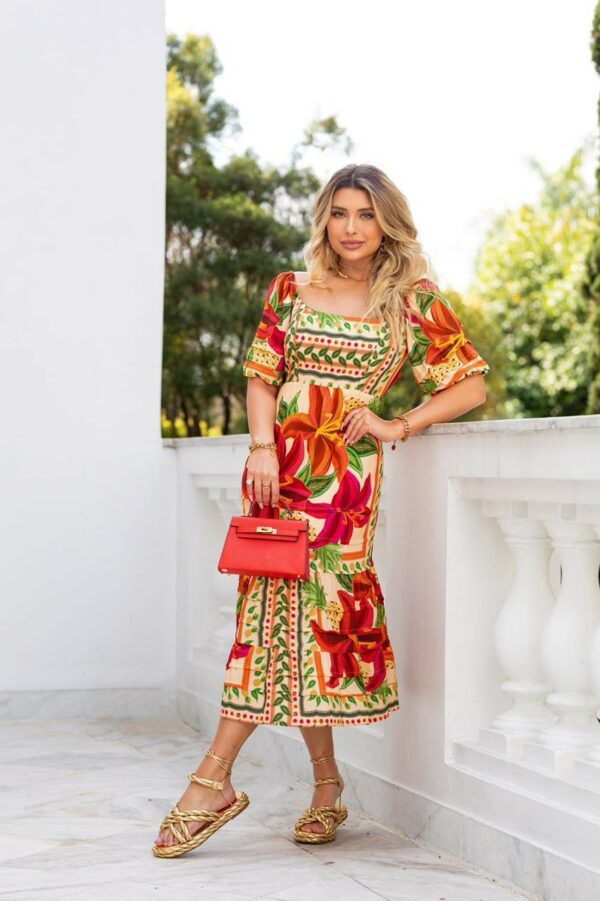 Tropical Stamp Maxi Dress