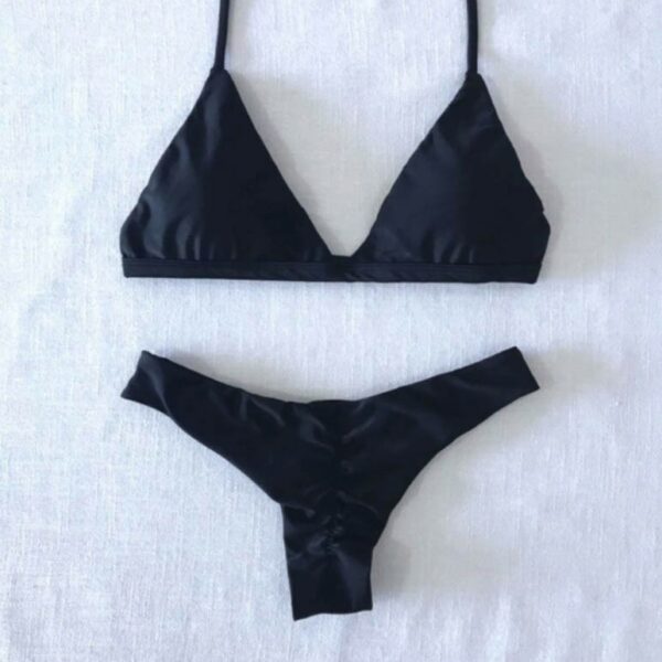 SCRUNCH BIKINI TRIANGLE BLACK SET TOP / BOTTOM