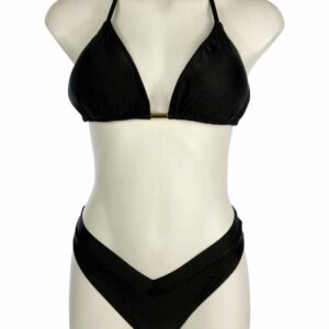 BIKINI TRIANGLE SHINE BLACK SET TOP / BOTTOM HIGH