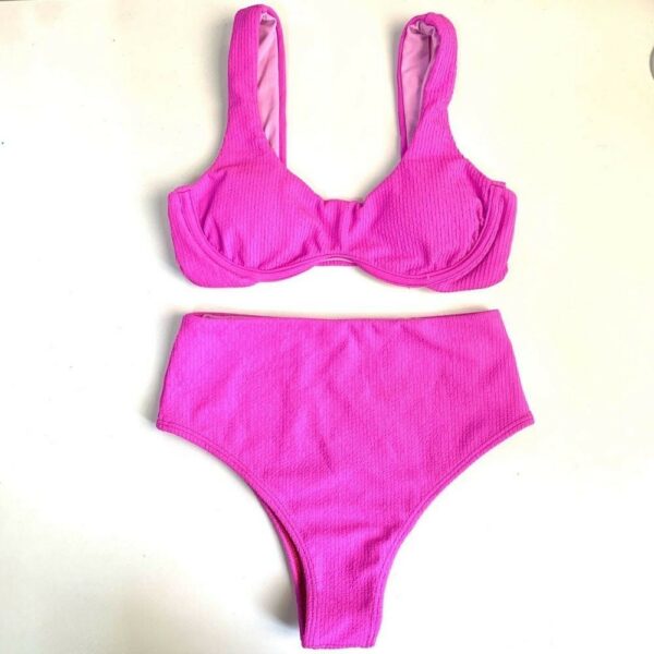 BIKINI HOT PANT PINK SET TOP / BOTTOM HIGH WAISTED