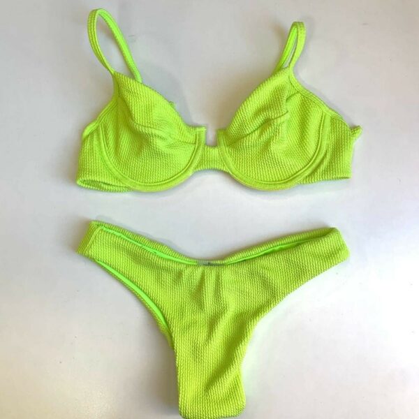 SCRUNCH BIKINI RETRO TEXTURED NEON TOP / BOTTOM