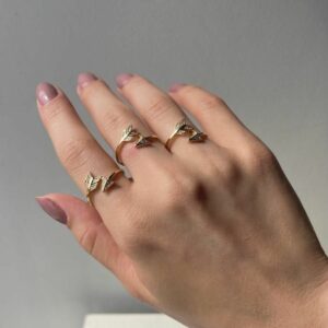 Arrow Trio Rings 18k Gold Plated - 3 pieces