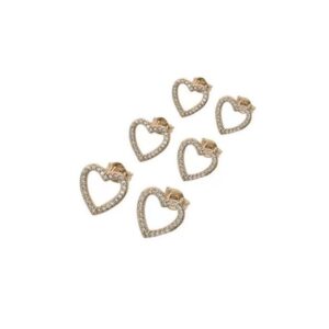 Heart Trio Earrings in 18k Gold Plated